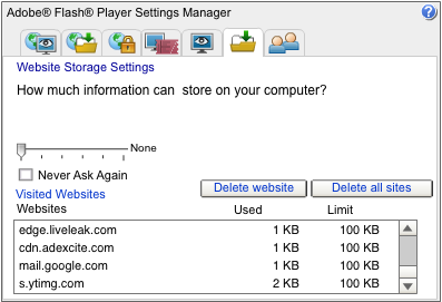 Adobe Flash Settings Manager