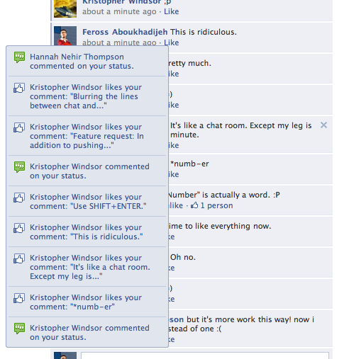 Facebook Like Bomb - Tons of notifications.